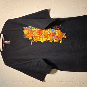 Relaxed Fit Black Tee w/ Splatter Paint Graphics (XL)